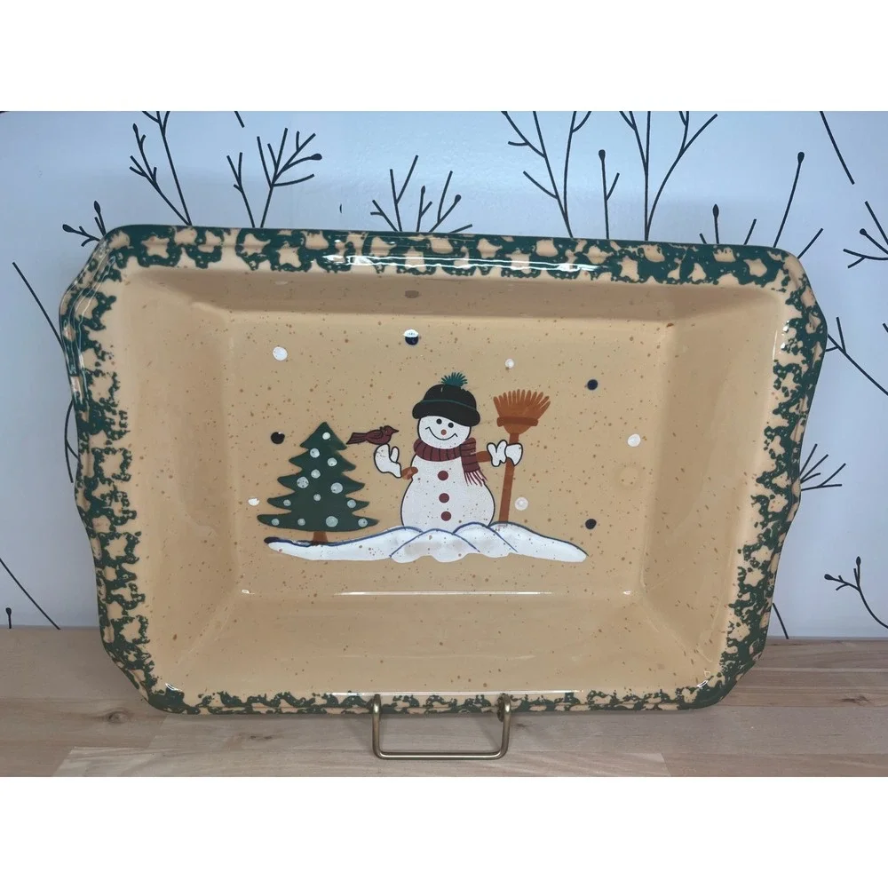 LTD Commodities Country Snowman Stoneware Baker Rectangular Casserole Dish 13x9